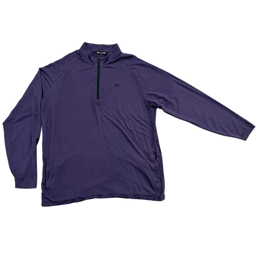Mizzen+Main Mens KPI Quarter Zip Pullover Sweater Purple